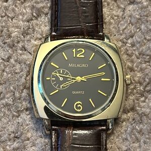 Milagro women’s vintage brown/gold‎ adjustable bracelet watch measurements shown